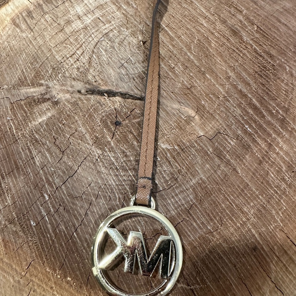 Michael Kors Gold Logo Bag charm with Brown Strap - Picture 2 of 4